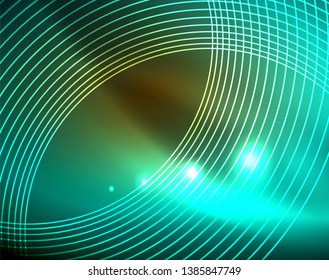 Círculos brilhantes com fundo abstrato brilhante. Ilustração vetorial