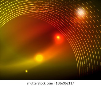 Shiny circles glowing abstract background. Vector illustration