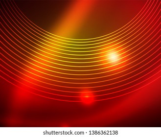 Leuchtende Kreise leuchten auf abstraktem Hintergrund. Vektorgrafik