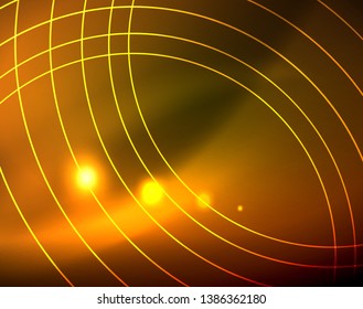 Leuchtende Kreise leuchten auf abstraktem Hintergrund. Vektorgrafik
