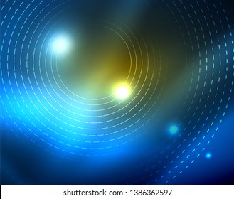 Shiny circles glowing abstract background. Vector illustration