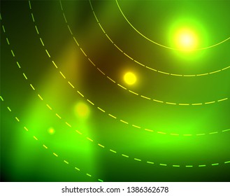 Los círculos brillantes brillan por el fondo abstracto. Ilustración del vector