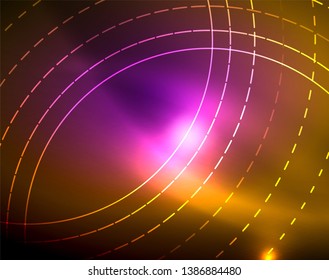 Los círculos brillantes brillan por el fondo abstracto. Ilustración del vector