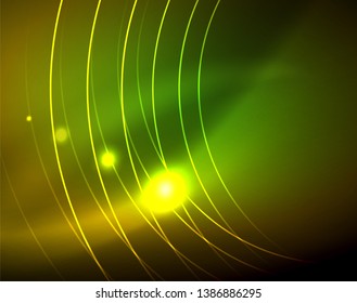 Leuchtende Kreise leuchten auf abstraktem Hintergrund. Vektorgrafik