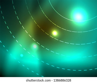 Shiny circles glowing abstract background. Vector illustration