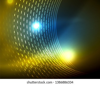 Shiny circles glowing abstract background. Vector illustration