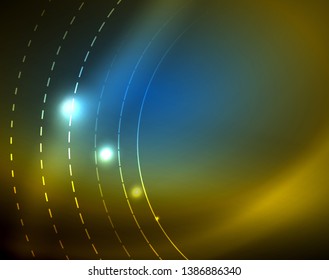 Los círculos brillantes brillan por el fondo abstracto. Ilustración del vector