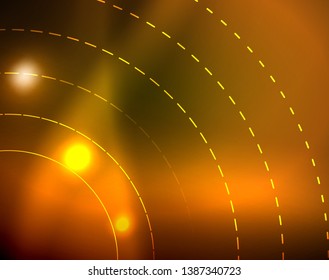 Los círculos brillantes brillan por el fondo abstracto. Ilustración del vector