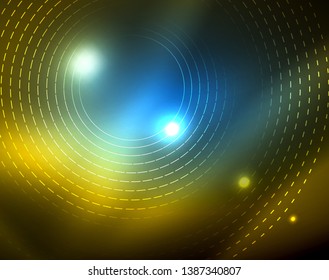 Shiny circles glowing abstract background. Vector illustration