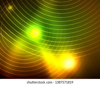 Los círculos brillantes brillan por el fondo abstracto. Ilustración del vector