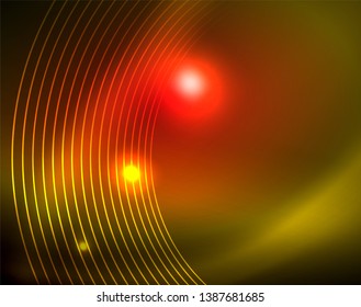 Shiny circles glowing abstract background. Vector illustration