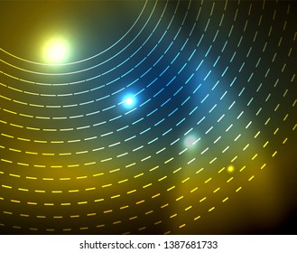 Leuchtende Kreise leuchten auf abstraktem Hintergrund. Vektorgrafik