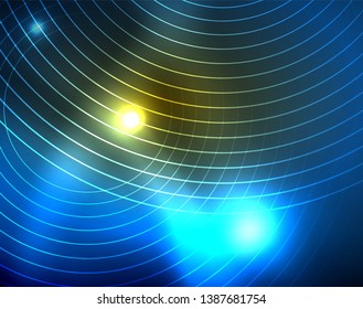 Los círculos brillantes brillan por el fondo abstracto. Ilustración del vector