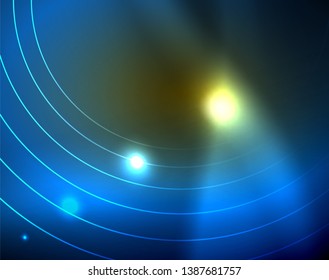 Shiny circles glowing abstract background. Vector illustration