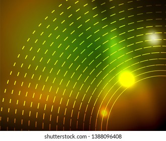 Shiny circles glowing abstract background. Vector illustration