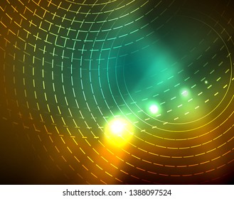 Shiny circles glowing abstract background. Vector illustration