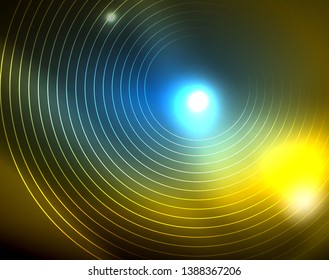 Círculos brilhantes com fundo abstrato brilhante. Ilustração vetorial