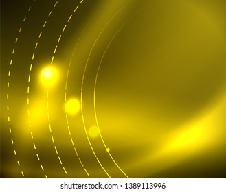 Leuchtende Kreise leuchten auf abstraktem Hintergrund. Vektorgrafik