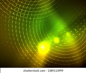 Los círculos brillantes brillan por el fondo abstracto. Ilustración del vector