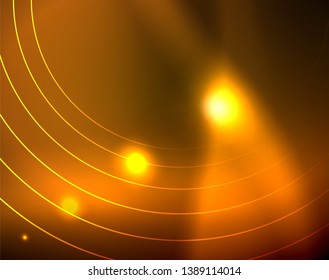 Los círculos brillantes brillan por el fondo abstracto. Ilustración del vector