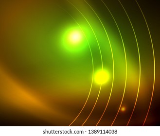 Los círculos brillantes brillan por el fondo abstracto. Ilustración del vector