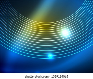 Los círculos brillantes brillan por el fondo abstracto. Ilustración del vector