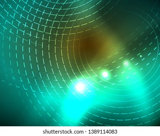 Shiny circles glowing abstract background. Vector illustration