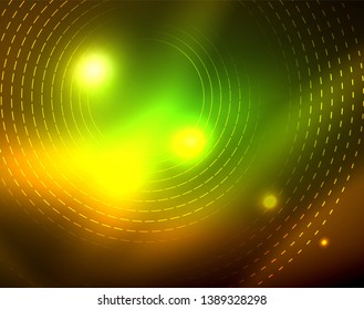 Shiny circles glowing abstract background. Vector illustration