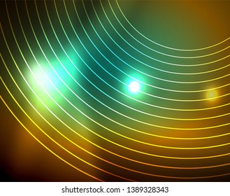 Shiny circles glowing abstract background. Vector illustration
