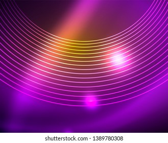 Los círculos brillantes brillan por el fondo abstracto. Ilustración del vector