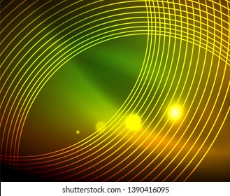Los círculos brillantes brillan por el fondo abstracto. Ilustración del vector
