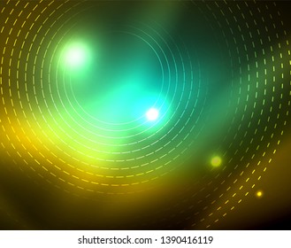 Shiny circles glowing abstract background. Vector illustration