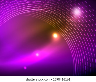 Los círculos brillantes brillan por el fondo abstracto. Ilustración del vector