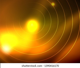 Los círculos brillantes brillan por el fondo abstracto. Ilustración del vector
