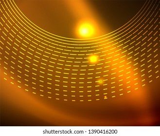 Los círculos brillantes brillan por el fondo abstracto. Ilustración del vector