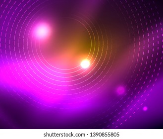 Los círculos brillantes brillan por el fondo abstracto. Ilustración del vector