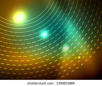 Shiny circles glowing abstract background. Vector illustration