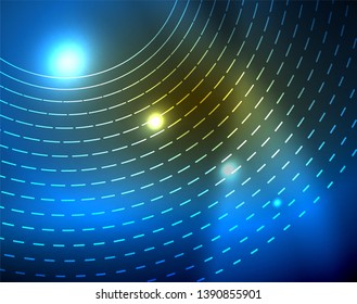 Los círculos brillantes brillan por el fondo abstracto. Ilustración del vector