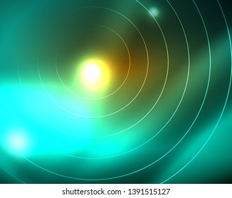 Shiny circles glowing abstract background. Vector illustration