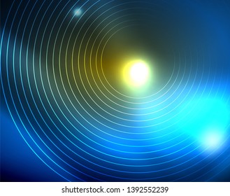 Shiny circles glowing abstract background. Vector illustration