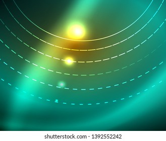Los círculos brillantes brillan por el fondo abstracto. Ilustración del vector