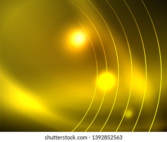 Los círculos brillantes brillan por el fondo abstracto. Ilustración del vector