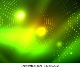 Los círculos brillantes brillan por el fondo abstracto. Ilustración del vector