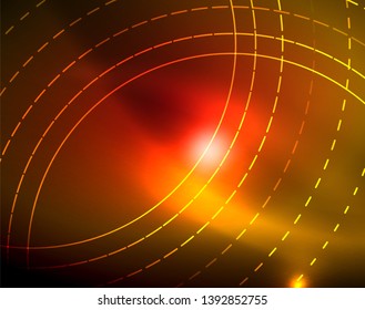 Shiny circles glowing abstract background. Vector illustration