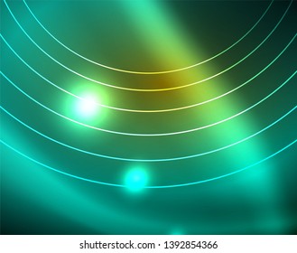 Shiny circles glowing abstract background. Vector illustration