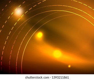 Shiny circles glowing abstract background. Vector illustration
