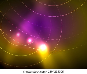 Los círculos brillantes brillan por el fondo abstracto. Ilustración del vector
