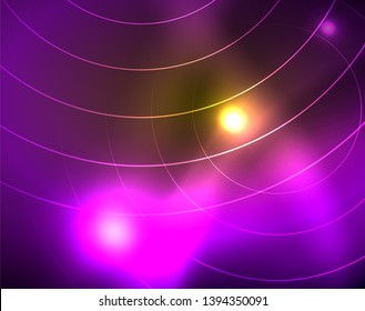 Los círculos brillantes brillan por el fondo abstracto. Ilustración del vector