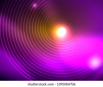 Los círculos brillantes brillan por el fondo abstracto. Ilustración del vector