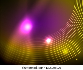 Leuchtende Kreise leuchten auf abstraktem Hintergrund. Vektorgrafik